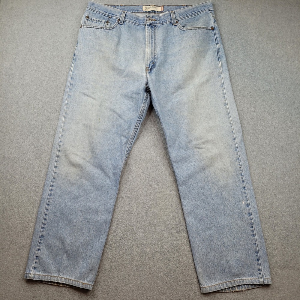 Levi's 505 Regular Fit Jeans Mens 42x32 Light Wash Denim Straight Leg